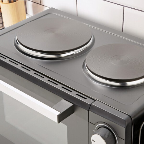 Quest 35379 26L Twin Hob Countertop Rotisserie & Convection Mini Oven